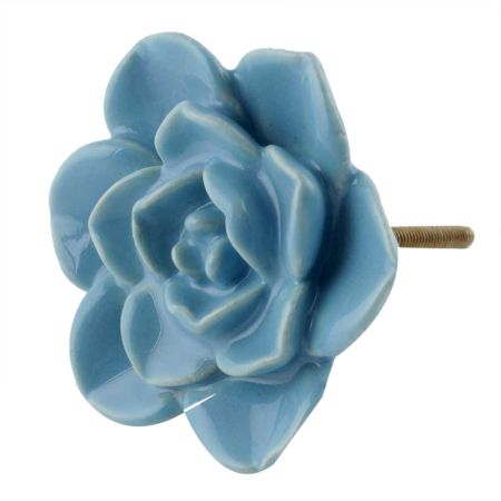 Turquoise Flower Ceramic Cabinet Knobs